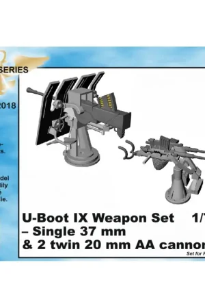 Type IXC-wapenset - enkele 37 mm en 20 mm AA-kanonnen [ontworpen voor gebruik met Revell-kits) (U-Boot/U-Boat/U Boat/U Boot/Onde Veilige Betaling