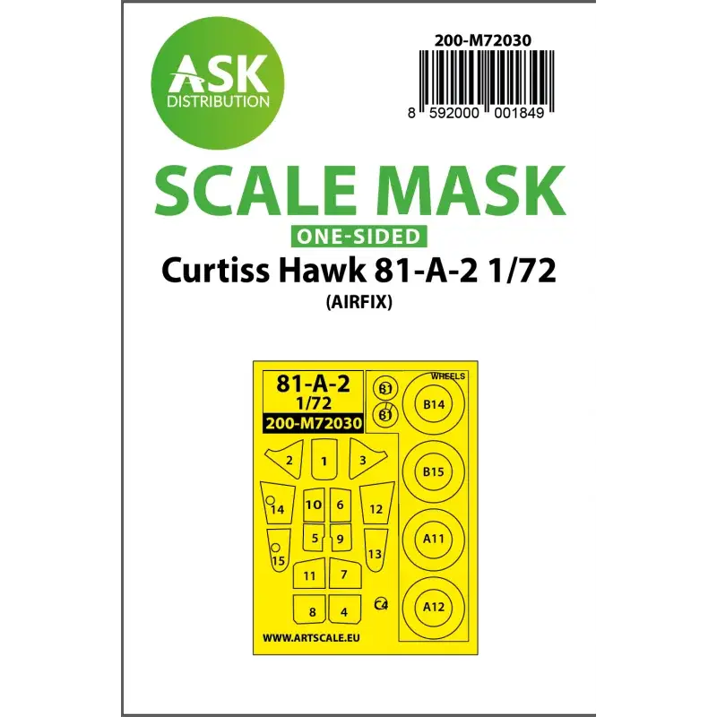 Tijdelijk Beschikbaar Curtiss Hawk 81-A-2 masker (alleen buiten) (ontworpen voor gebruik met Airfix kits)