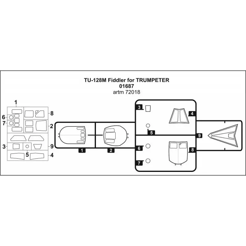 Tupolev Tu-128M Fiddler-luifelmasker (ontworpen voor gebruik met Trumpeter TU01687-sets) Laatste Versie