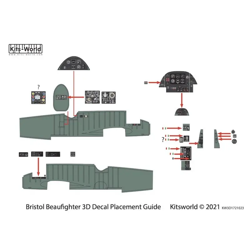 Bristol Beaufighter 3D Full colour instrumentenpanelen (ontworpen voor gebruik met Airfix-kits) Goedkoop