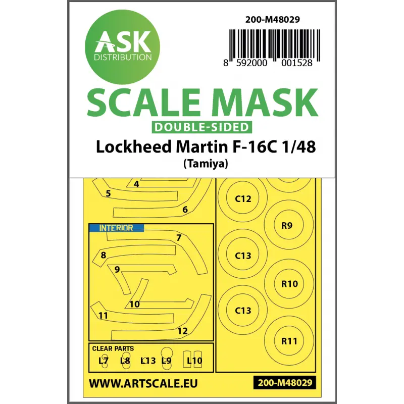 Lockheed-Martin F-16C-wielen en luifelmaskers (binnen en buiten) k (ontworpen om te worden gebruikt met Tamiya-kits) Speciale Aanbieding