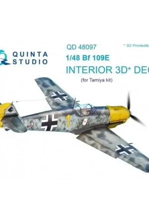 Alleen Vandaag Sticker Messerschmitt Bf-109E-3/Bf-109E-4 3D-geprint en gekleurd interieur op decalpapier (ontworpen voor gebruik met Tamiya-kit