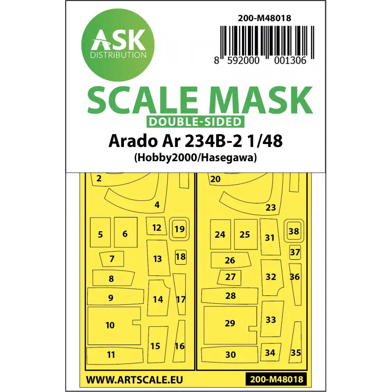 Speciale Aanbieding Arado Ar-234B-2 Kabuki-wielen en luifelmaskers (binnen en buiten) (ontworpen om te worden gebruikt met Hasegawa- en Hobby 2000-k