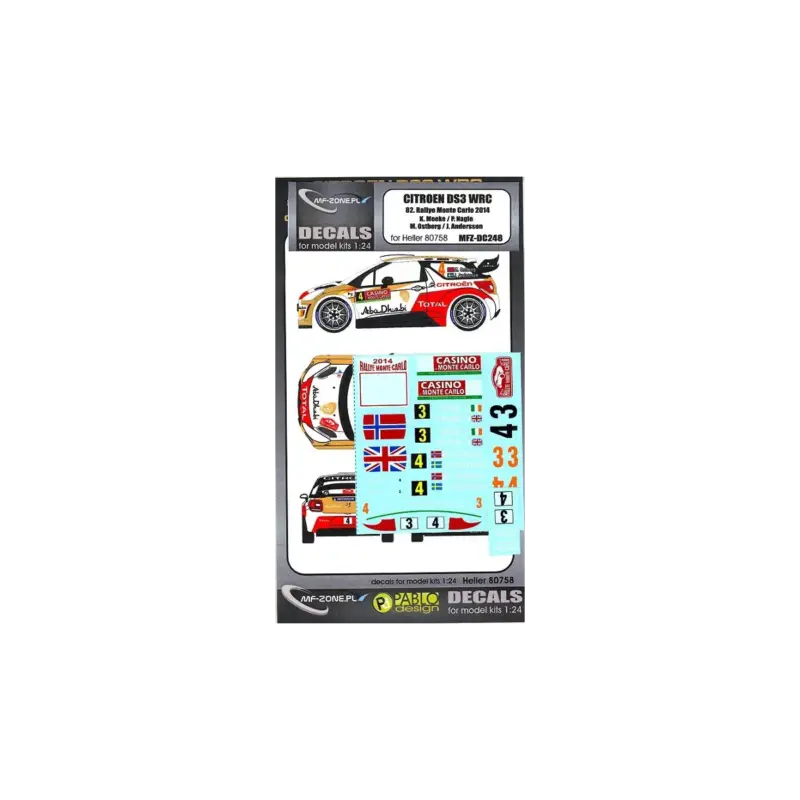 Bestseller Citroen ds3 wrc monte carlo 2014 Decal