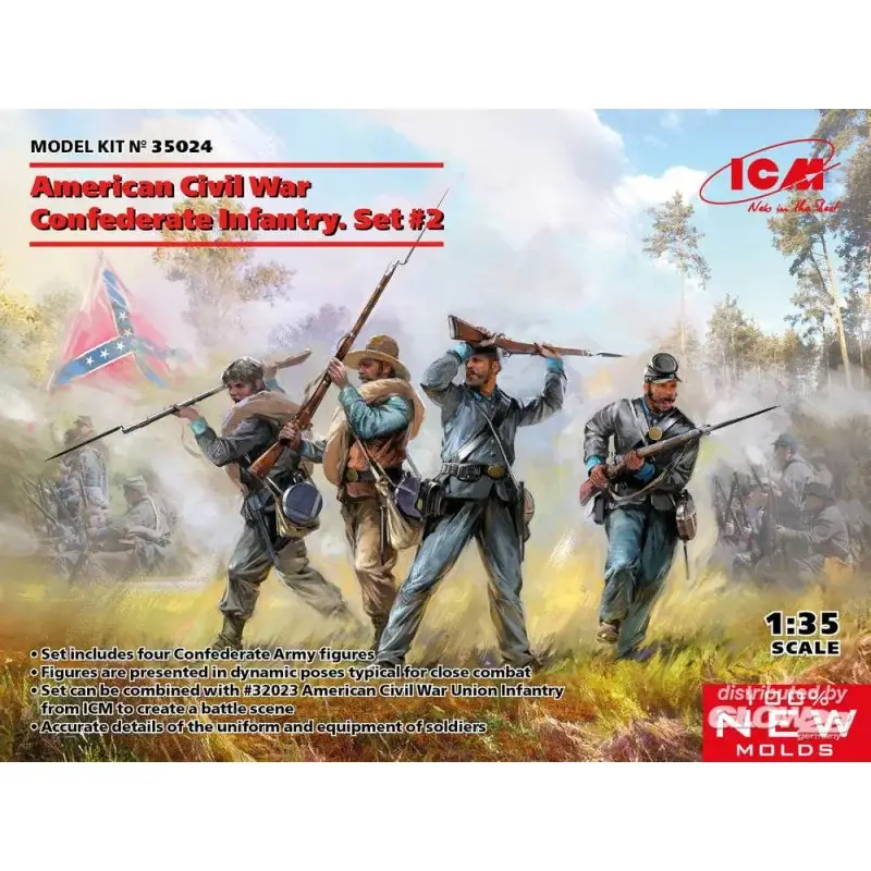 American Civil War Confederate Infantry.Set 2 (100% nieuwe mallen) Figuren Beperkt Aanbod