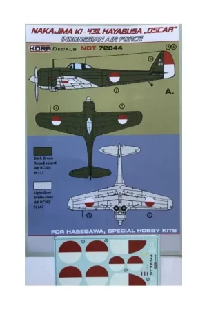 Nakajima Ki-43-II Oscar Indonesische AF Decal Betaalbaar