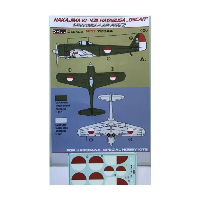 Nakajima Ki-43-II Oscar Indonesische AF Decal Betaalbaar