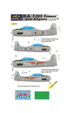 Sud-Aviation T-28S FENNEC boven Algerije Decal Fabrieksprijs