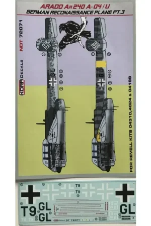 Arado Ar-240A-04/U Duitse verkenning Pt.3 Decal Nieuw