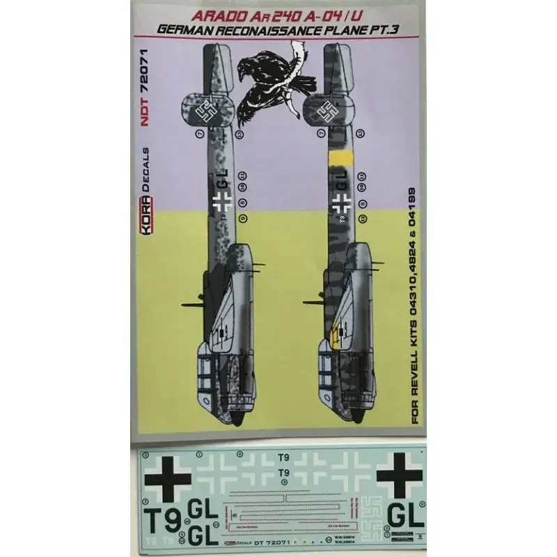 Arado Ar-240A-04/U Duitse verkenning Pt.3 Decal Nieuw