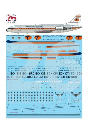 Hoge Kwaliteit Transeuropa Caravelle 10R Zeefdruk sticker voor A-Model Decal