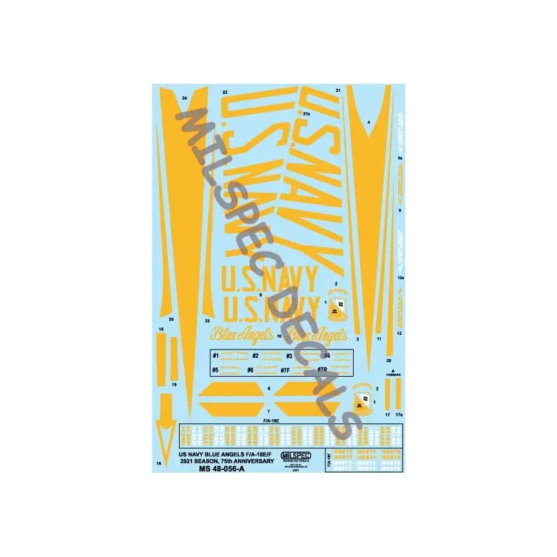 McDonnell-Douglas F/A-18E/F Super Hornet US Navy Blue Angels 2021 Decal Direct Beschikbaar