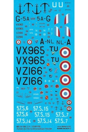 Shop Nu de Havilland Vampire Mk.5 Aeronavale & Armee de l'air Decal