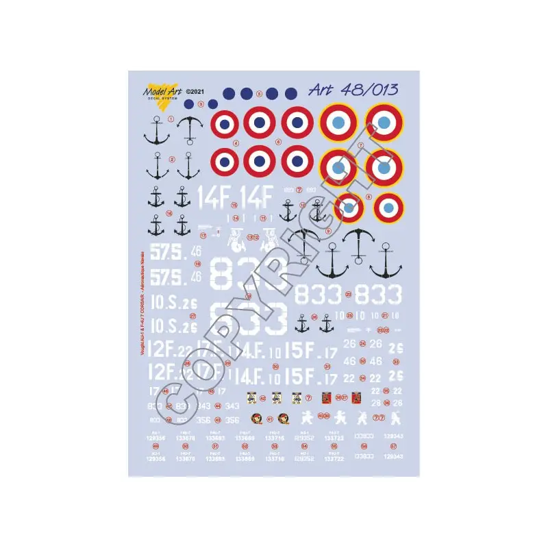 Exclusieve Aanbieding Aéronautique Navale:Vought AU-1 & FaU-7 CORSAIR - Flottielje 12F Decal
