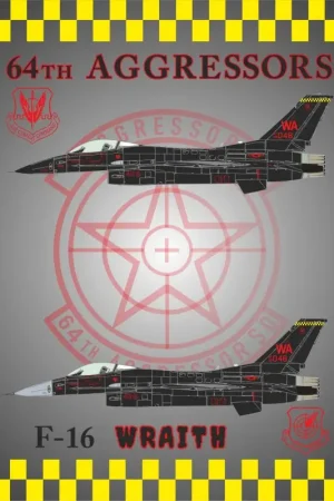 Dagaanbieding 64TH AGRESSORS F-16 WRAITH VERF. Het vliegtuig geschilderd in de nieuwe "Wraith" agressor-kleurstelling was vliegtuignummer 48,