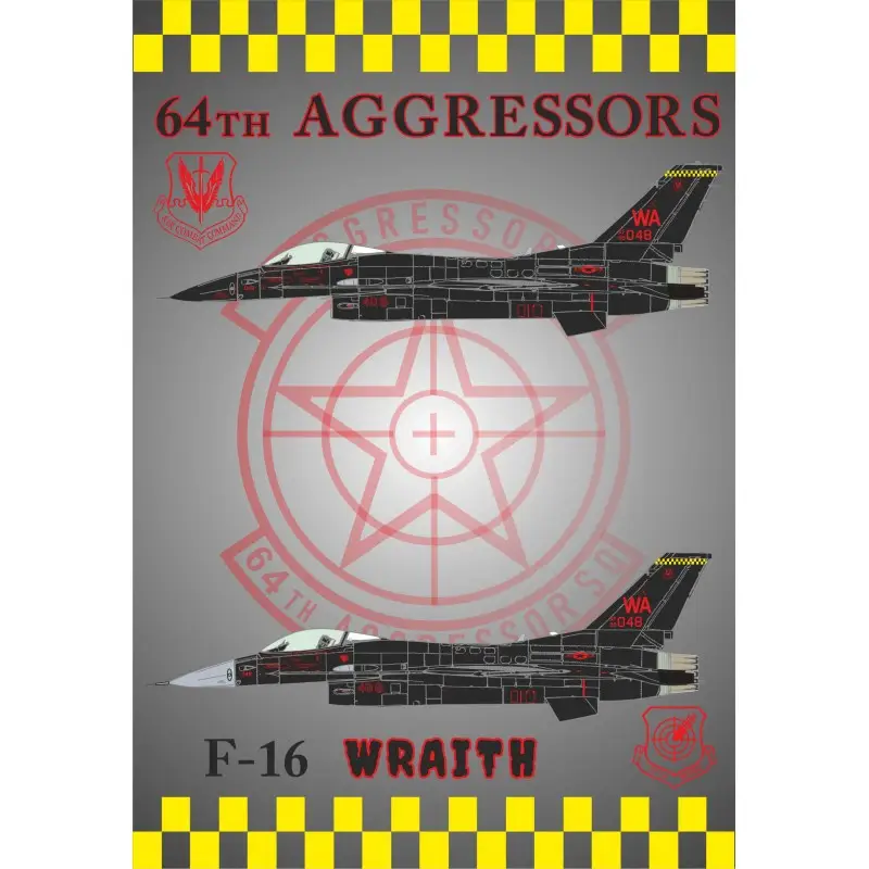 Dagaanbieding 64TH AGRESSORS F-16 WRAITH VERF. Het vliegtuig geschilderd in de nieuwe "Wraith" agressor-kleurstelling was vliegtuignummer 48,