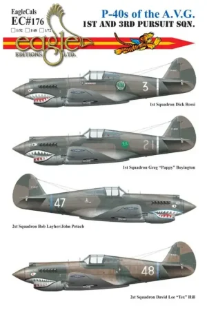 Curtiss P-40's van het AVG 1e en 2e Pursuit Squadron Decal Nu Kopen