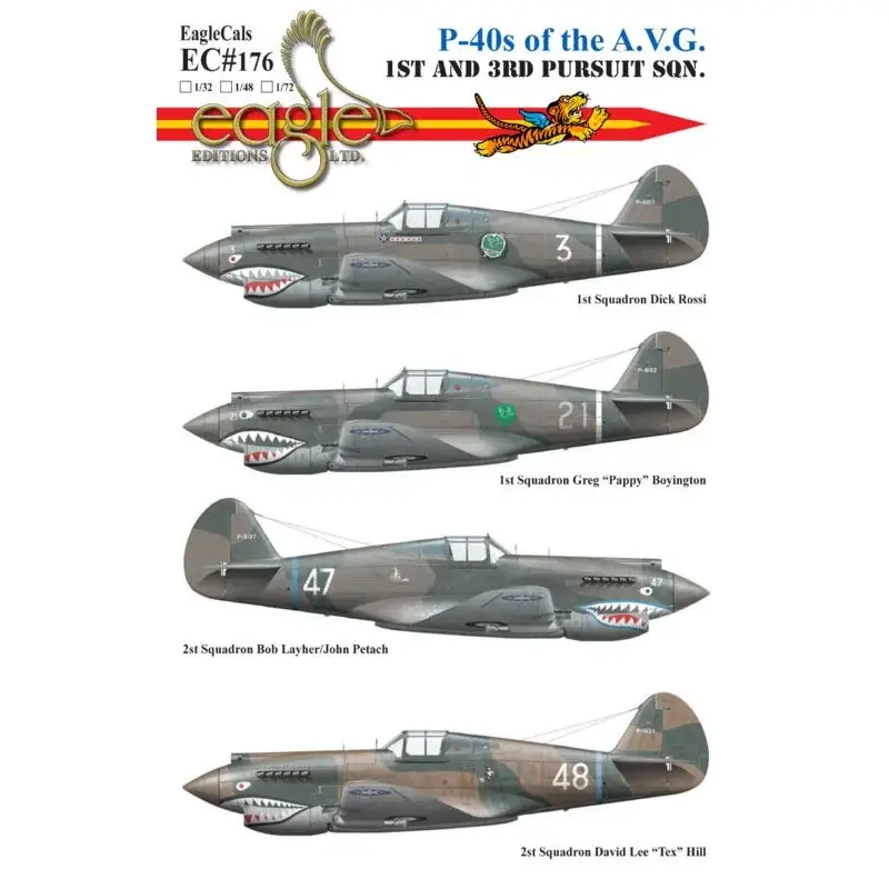 Curtiss P-40's van het AVG 1e en 2e Pursuit Squadron Decal Nu Kopen
