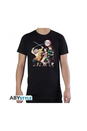 DEMON SLAYER - T-shirt "Group" man MC zwart - basic Nieuw