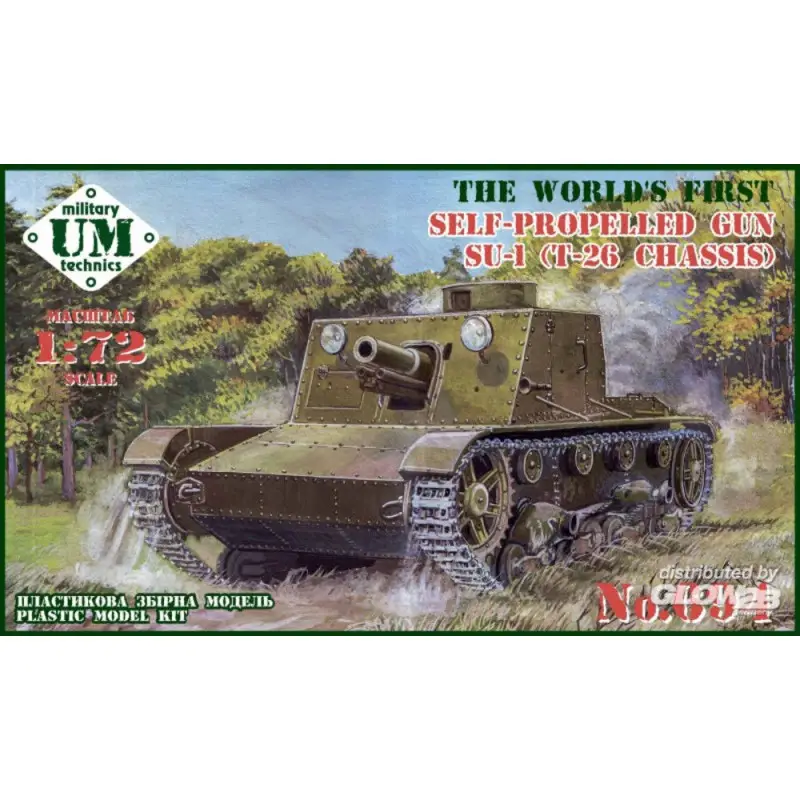 Fabrieksprijs SU-1 (T-26 chassis) zelfrijdend kanon, kunststof rupsbanden Schaalmodel