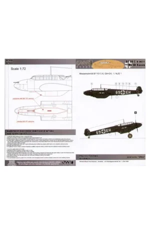 Laatste Versie Sticker Messerschmitt Bf-110C-6 G9+EH 1/NJG 1 Decal