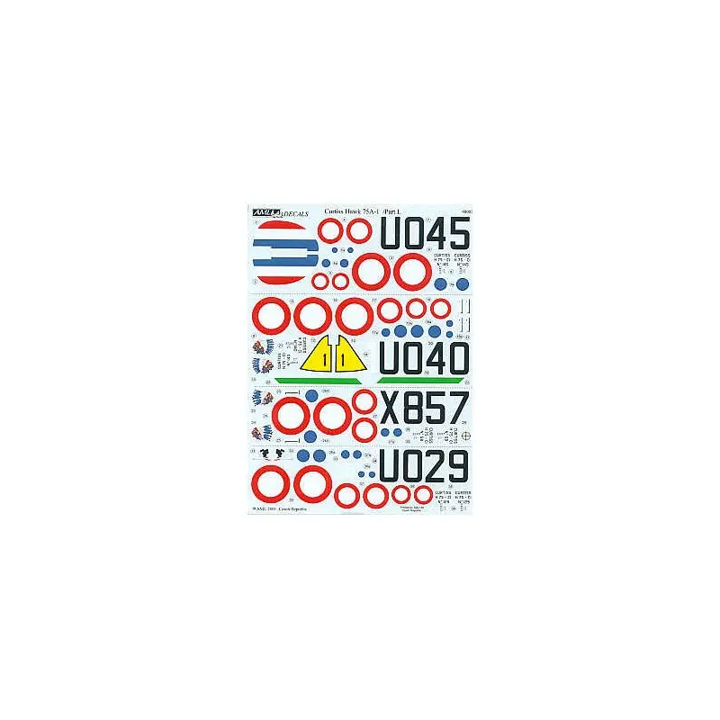 Sticker Curtiss-Hawk H-75A-1 Hawk deel 1. (4) Decal Betaalbaar
