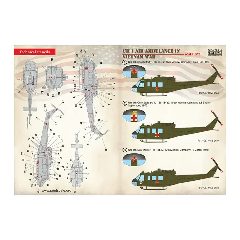 Sticker Bell UH-1 Air Ambulance in Vietnamoorlog1 Decal Weekendaanbieding