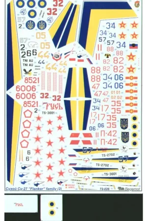 Sticker Opnieuw gedrukt! Sukhoi Su-27 Flanker deel 3 Decal Veilige Betaling