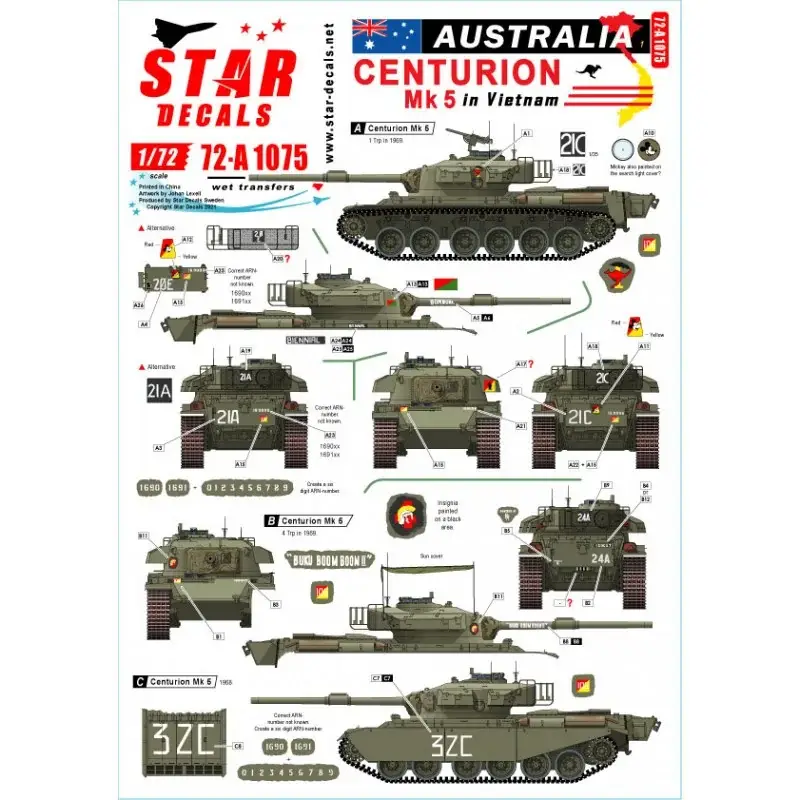 Australië in Vietnam 1.Aussie Centurion Mk 5. Decal Must-Have