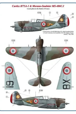 Nu Kopen Sticker Curtiss H75A-1 Hawk & Morane-Saulnier MS-406C.I Decal