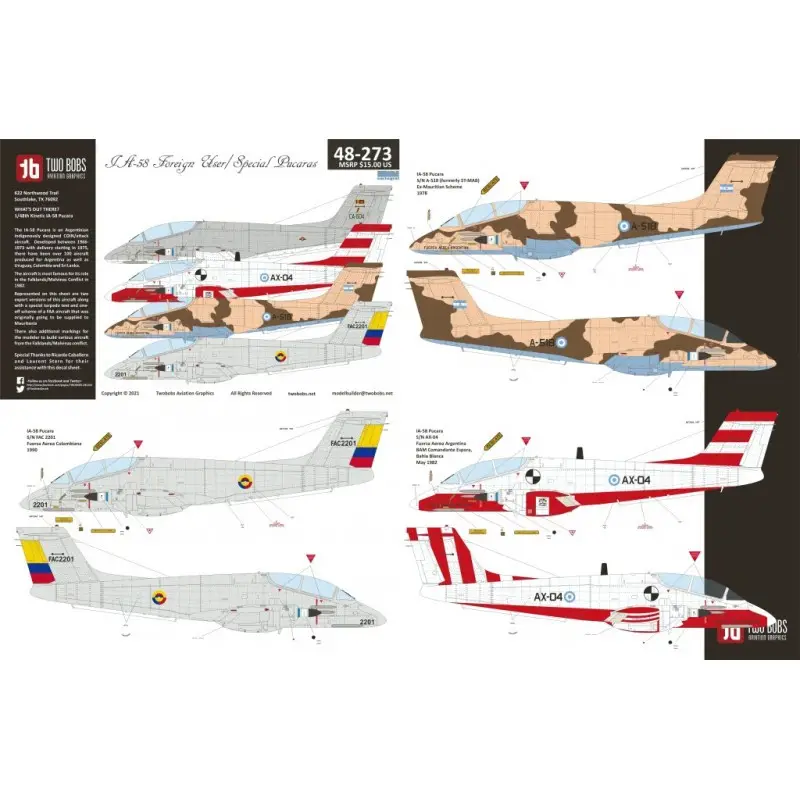 Sticker FMA IA-58A Pucara Buitenlandse gebruiker/Speciale Pucaras Decal Goedkoop