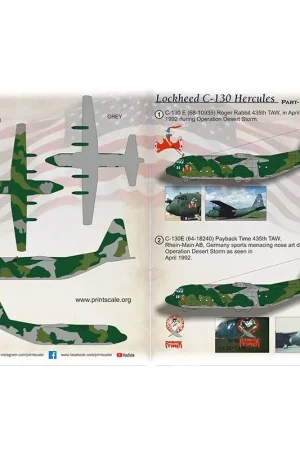 Sticker Lockheed C-130 Hercules. Deel 11. C-130 E (68-10935) Decal Direct Beschikbaar