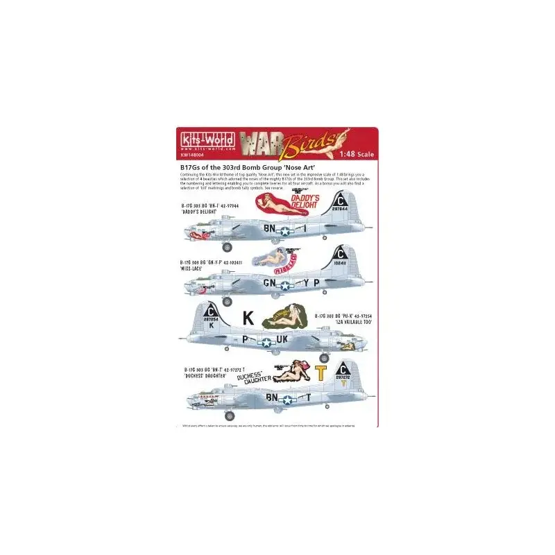 Sticker Boeing B-17G Flying Fortress Nose Art van de 303rd BG (4) Decal Hoge Kwaliteit