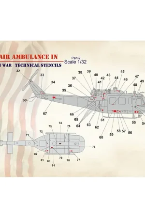 Gratis Retour Sticker Bell UH-1 Air Ambulance in de oorlog in Vietnam. Technische Stencils Decal