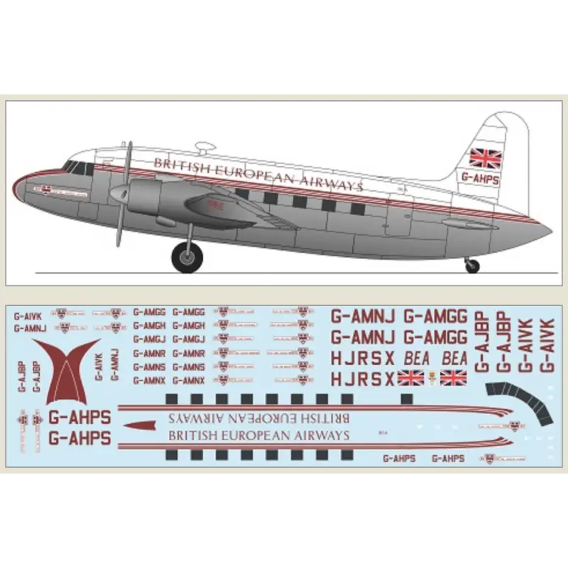 Vickers Viking ??' British European Airways (zeefdrukstickers) Schaalmodel Finale Uitverkoop