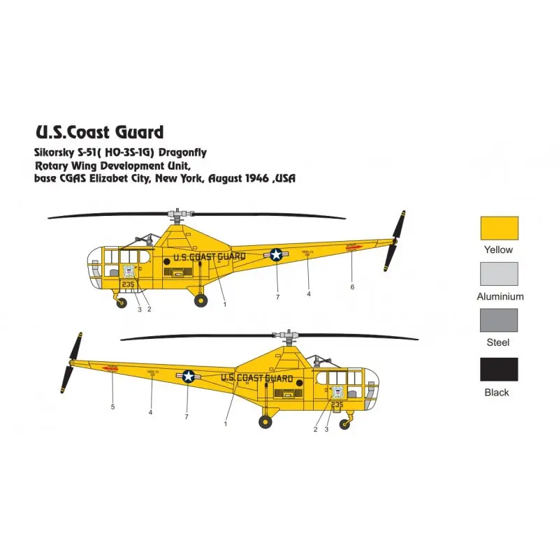 Weekendaanbieding Sikorsky HO-3S-1G Dragonfly / USCG 1 zakpakket met luifelverfmasker Schaalmodel