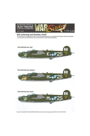 Sticker Geconsolideerde B-24 Liberator Nummering en Belettering ID set (Camouflage Finish) Fabrieksprijs