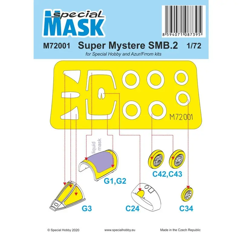 Super Mystere SMB-2 Mask Voorgesneden schildermaskers voor kits nr .: FR0035, FR0036, SH72345 en SH72417 (ontworpen voor gebruik Flitsaanbieding
