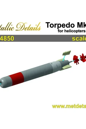 Torpedo Mk.54 x 2 voor helikopters Kit bevat harsonderdelen voor montage van 2 torpedo's Mk.54 in versie voor helikopters. "De M Beperkt Aanbod