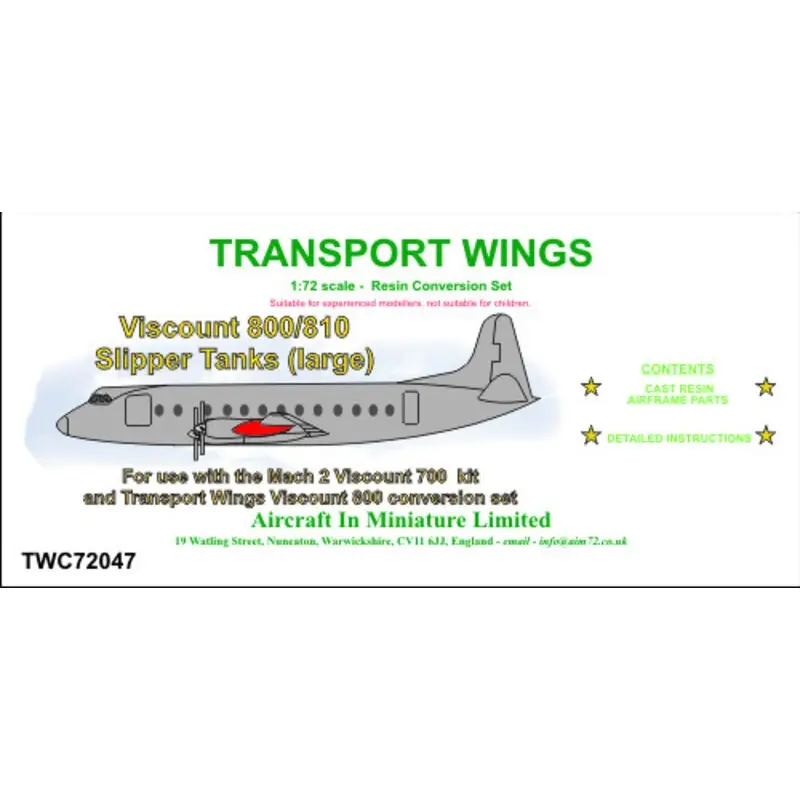Hete Deal Viscount 800/810 pantoffeltanks (groot) (voor gebruik met de Mach 2 Viscount 700-set en Transport Wings Viscount 800-conversiese