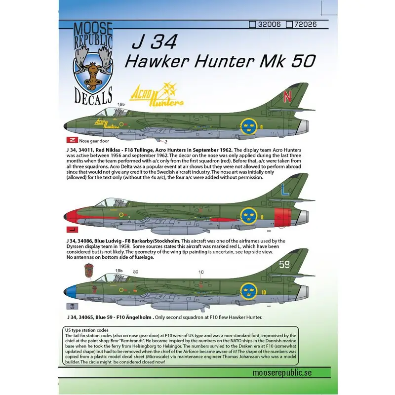 Rechtstreeks Van De Fabrikant Sticker J 34 Hawker Hunter (FGA.9 / Mk.58 F.4 F.6)