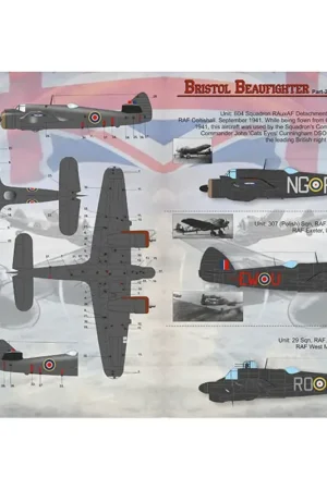 Korting Sticker Bristol Beaufighter. Deel 21. Beaufighter Mk.IF. Eenheid: 604 Squadron RAuxAF Detachement. Serieel: NG-R (T4625) .2. Bea