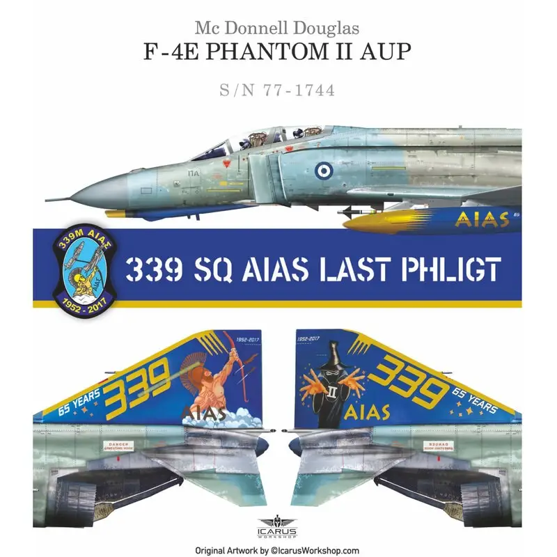 Sticker 339 Sqn AIAS LAST PHLIGHT vertegenwoordigen een Griekse McDonnell F-4E Phantom II AUP van 339 vierkante AIAS die verf wa Seizoensaanbieding