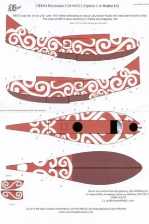 Must-Have Sticker Felixstowe F.2A (1) N4512. Witte eekhoorns om optie 2 in de Roden-kit, N4512 21 juni 1918, te voltooien om Lt Packe te r
