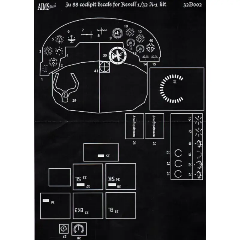 Goedkoop Sticker Junkers Ju-88A-1 cockpitinstrumentdetails (ontworpen voor gebruik met Revell-kits)