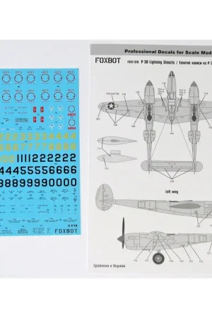 Sticker Sjablonen voor Lockheed P-38 Lightning (ontworpen voor gebruik met Trompettist, Hobbycraft, Revell-kits) [P-38J / P-38L Uitverkoop