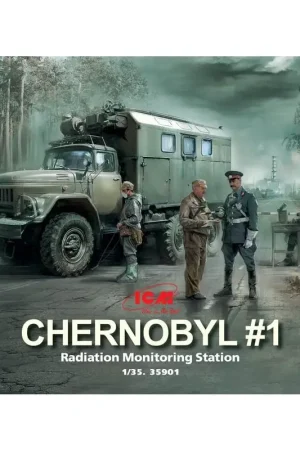 Direct Beschikbaar Tsjernobyl 1.Radiation Monitoring Station (ZiL-131KShM truck & 5 figuren & diorama basis met achtergrond) Militaire voertuigkit
