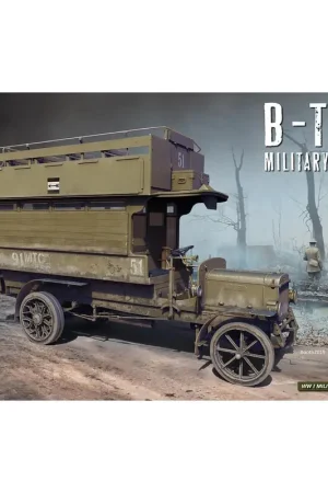 B-TYPE MILITAIRE OMNIBUS (Oude Bill Bus) ZEER GEDETAILLEERDE MODELACCURATE MOTORONDERDELEN INBEGREPEN FOTO-geëtste ONDERDELEN IN Dagaanbieding