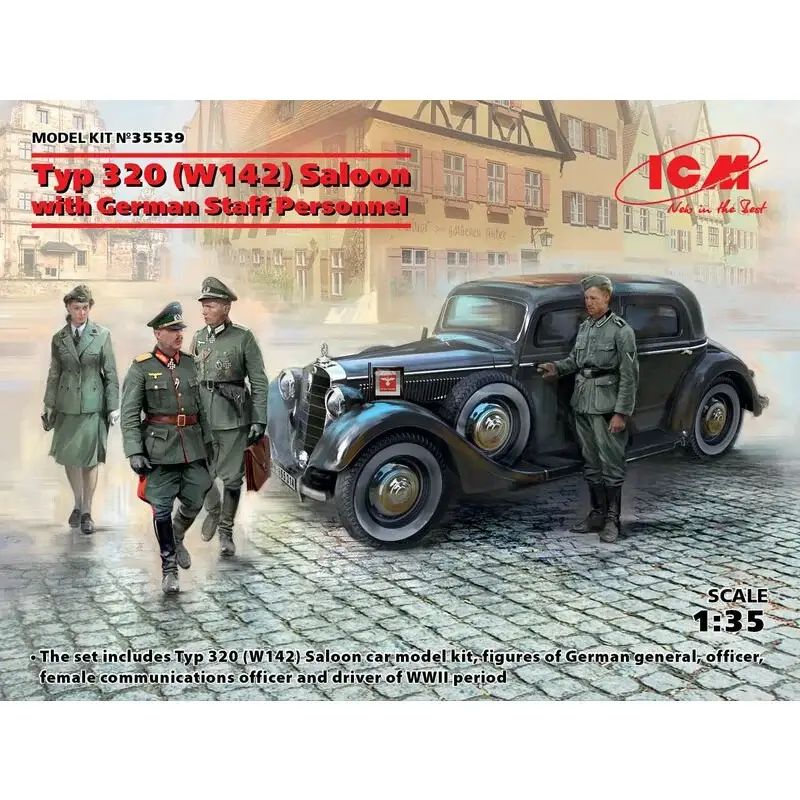 Typ 320 (W142) Saloon, WWII Duitse stafauto met Duits stafpersoneel Schaalmodel Koopje