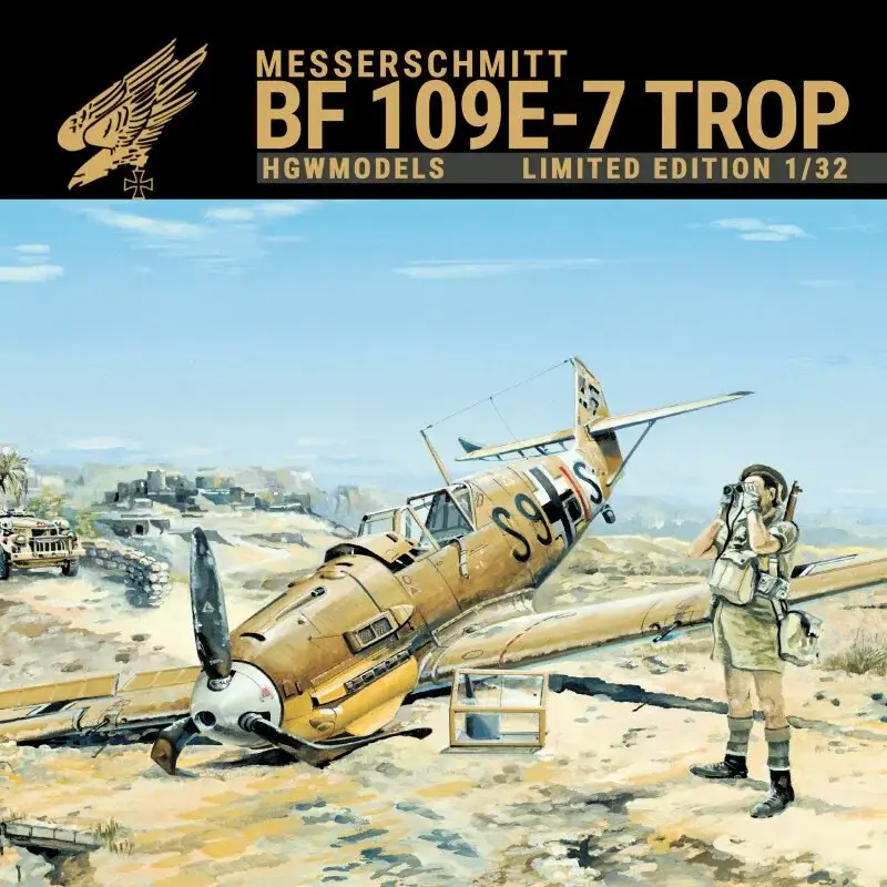 Korting Messerschmitt Bf-109E-7 Trop 1/32 - Limited Edition - Bf-109E Veiligheidsgordels - Foto geëtst - Natte transfers - Positieve kli